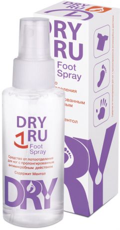 Дезодорант Dry RU Foot Spray / Драй РУ Фут Спрей, 100 мл. – средство от потоотделения для ног с пролонгированным антимикробным действием