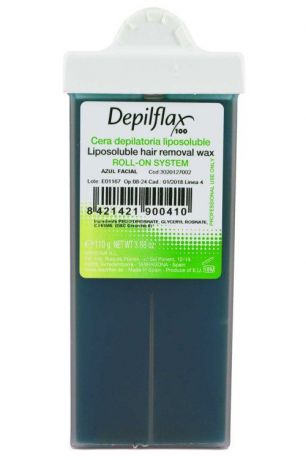 Воск для депиляции DEPILFLAX100 азуленовый 900885D, прозрачный, с узким роликом, для лица, 110 гр, 110