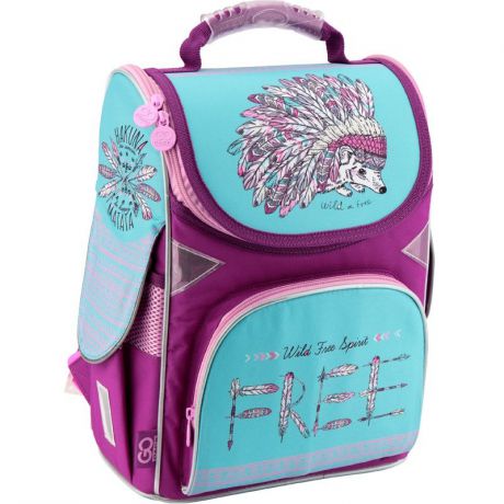 Рюкзак школьный каркасный GoPack 5001S-2 K18, цвет: фиолетовый, бирюзовый