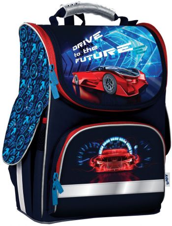 Рюкзак школьный каркасный для мальчиков Kite Super car, цвет: черный