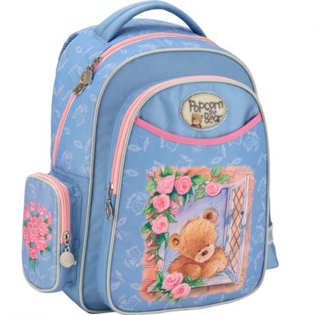 Рюкзак школьный для девочек Kite 511 Popcorn Bear, цвет: голубой