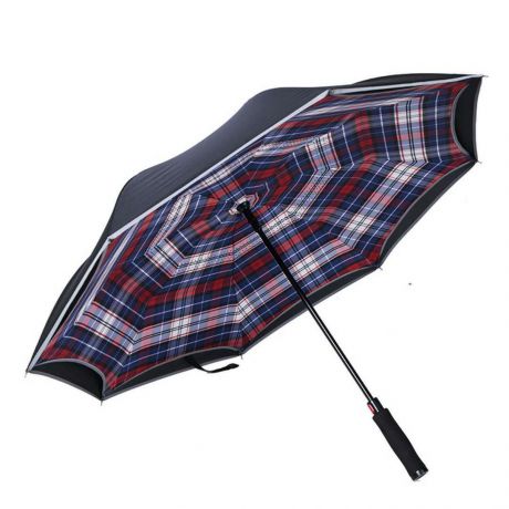 Зонт-трость женский MGitik, реверсивный полуавтомат, UMV24, черный, белый, синий, красный