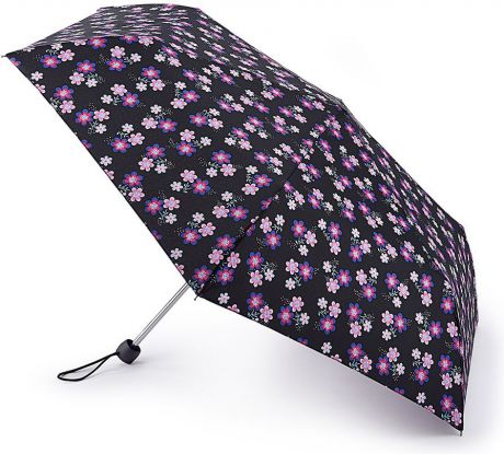 Зонт женский Fulton "Pretty Posy", механика, 3 сложения, цвет: черный, розовый. L553-3630