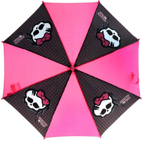 Зонт-трость для девочки Monster High, механика, цвет: ярко-розовый, черный. MOH-132