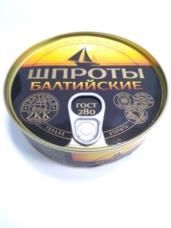 Рыбные консервы VZKK Шпроты балтийские Жестяная банка, 160