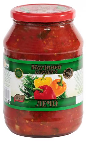 Овощные консервы Marinova Garden Лечо "Премиум" 1000 г Стеклянная банка, 1200