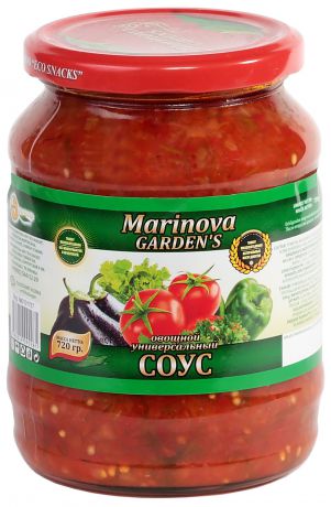 Овощные консервы Marinova Garden Соус универсальный 720 г "Премиум" Стеклянная банка, 720