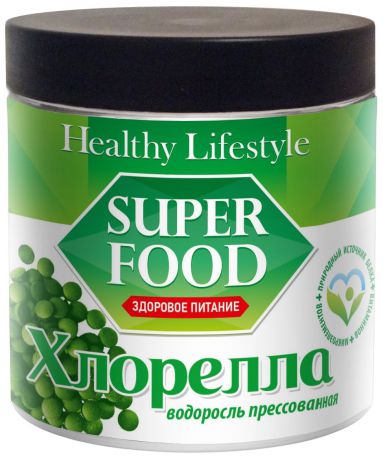 Суперфудс Healthy Lifestyle Хлорелла прессованная в банке ПЭТ, хлорелла, 350г.