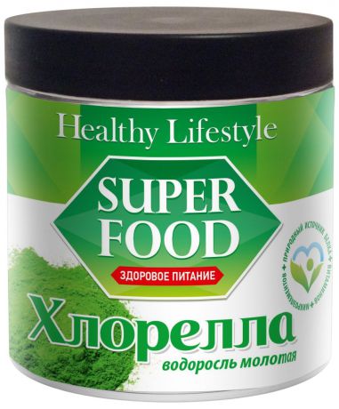 Суперфудс Healthy Lifestyle Хлорелла молотая в банке ПЭТ, хлорелла, 250г.