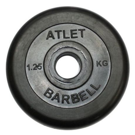 Диск обрезиненный MB Barbell Atlet 26 мм, черный 1,25 кг
