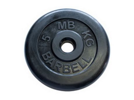 Диск обрезиненный MB Barbell Atlet 26 мм, черный 5 кг