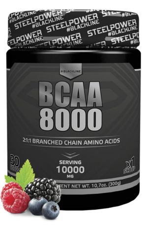 BCAA SteelPower Nutrition BCAA8000 300 г, вкус Лесные ягоды