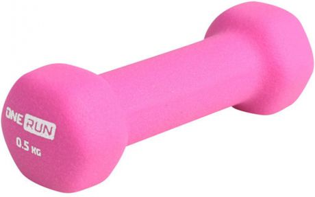 Гантель неопреновая "OneRun", цвет: розовый, 0,5 кг