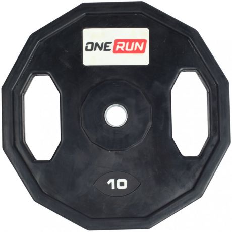 Диск обрезиненный OneRun 10 кг с хватами, диаметр 26 мм, черный, 471-8358
