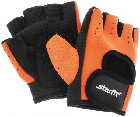 Перчатки для фитнеса Starfit "SU-107", цвет: оранжевый, черный. Размер S