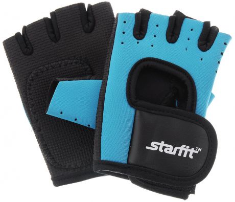 Перчатки для фитнеса Starfit "SU-107", цвет: голубой, черный. Размер L