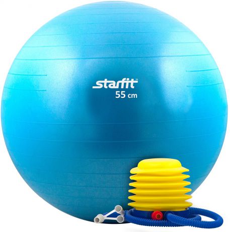 Мяч гимнастический "Starfit", антивзрыв, с насосом, цвет: синий, диаметр 55 см