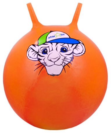 Мяч-попрыгун Starfit "Тигренок", с рожками, цвет: оранжевый, белый, зеленый, диаметр 55 см