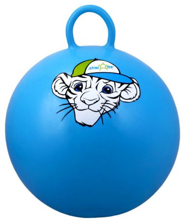 Мяч-попрыгун Starfit "Тигренок", с ручкой, цвет: синий, белый, зеленый, диаметр 55 см
