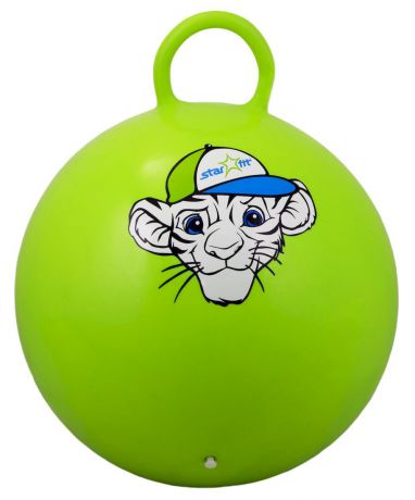 Мяч-попрыгун Starfit "Тигренок", с ручкой, цвет: зеленый, белый, голубой, диаметр 55 см