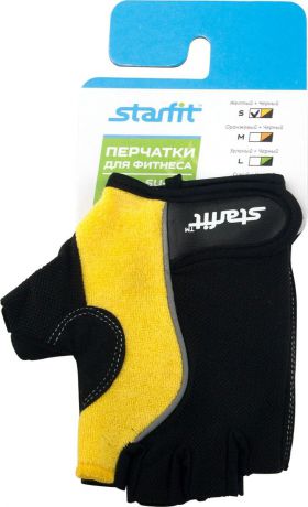 Перчатки для фитнеса Starfit "SU-108", цвет: желтый, черный. Размер S