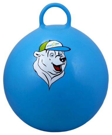 Мяч-попрыгун Starfit "Медвежонок", с ручкой, цвет: синий, белый, зеленый, диаметр 65 см