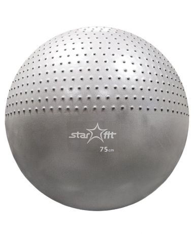 Мяч гимнастический "Starfit", полумассажный, цвет: серый, диаметр 75 см