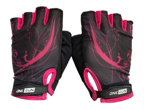 Перчатки для фитнеса OneRun женские узор, AI-05-788-M, розовый, черный, размер M