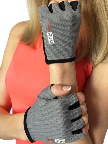 Перчатки для фитнеса OneRun женские, 16-7175G-M, серый, черный, размер M