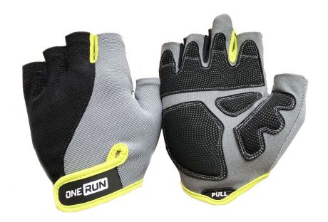 Перчатки для фитнеса OneRun мужские, 16-1562F-L, салатовый, серый, черный, размер L