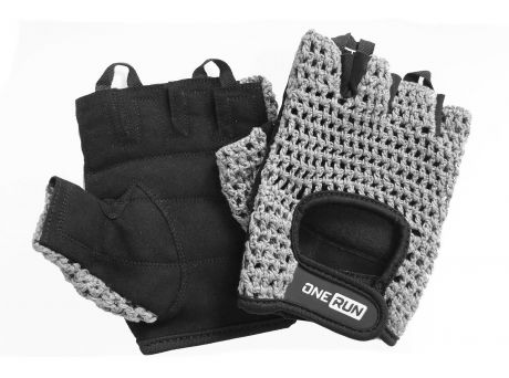 Перчатки для фитнеса OneRun мужские сетка, 16-1954G-M, серый, черный, размер M