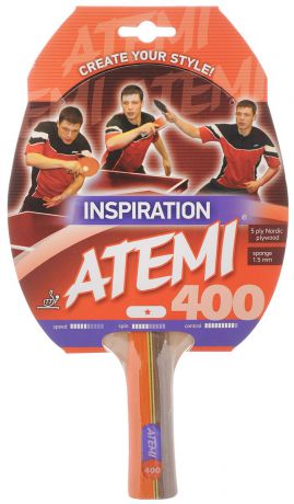Ракетка для настольного тенниса Atemi "Inspiration 400", цвет: красный, черный