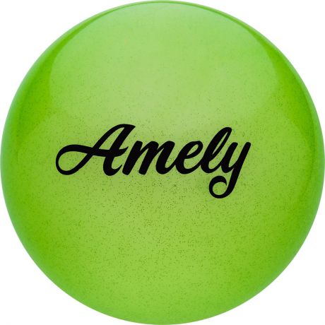 Мяч для художественной гимнастики Amely AGR-102, диаметр 19 см, цвет: зеленый с блестками