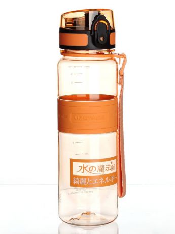 Бутылка для воды UZSPACE Magic Ion, цвет: оранжевый, 500 мл