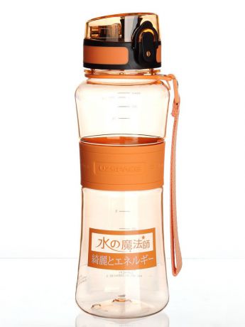Бутылка для воды UZSPACE Magic Ion, цвет: оранжевый, 550 мл