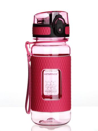 Бутылка для воды UZSPACE Diamond, цвет: розовый, 350 мл