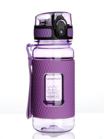 Бутылка для воды UZSPACE Diamond, цвет: фиолетовый, 350 мл