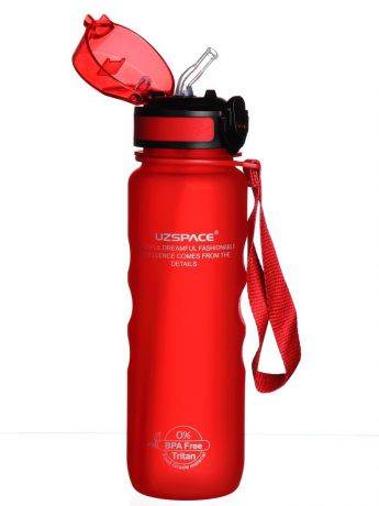 Бутылка для воды UZSPACE Sports Bottle Series Straw lid 500, 3043/red, красный