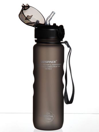 Бутылка для воды UZSPACE Sports Bottle Series Straw lid 500, 3043/black, черный