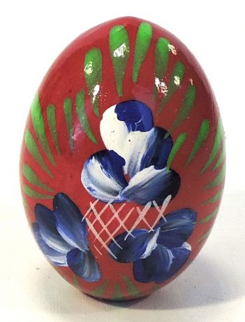 Пасхальные сувениры . Яйцо малое красное с синими цветками