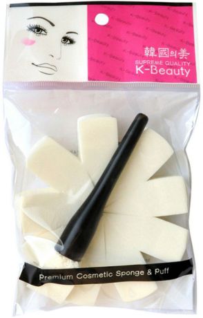 K-Beauty Спонж косметический с ручкой, 10 сегм.