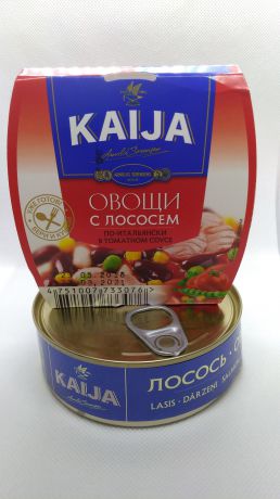 Овощные консервы Kaija Овощи с лососем по-итальянски в томатном соусе Жестяная банка