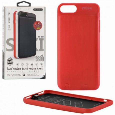 Чехол-аккумулятор WK Saki WP-029, 3600 mAh, для Apple iPhone 7 Plus, Red