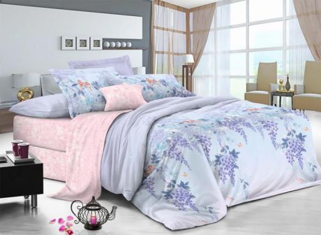 Комплект белья "Soft Line", 1,5-спальный, наволочки 50х70, цвет: голубой. 6022