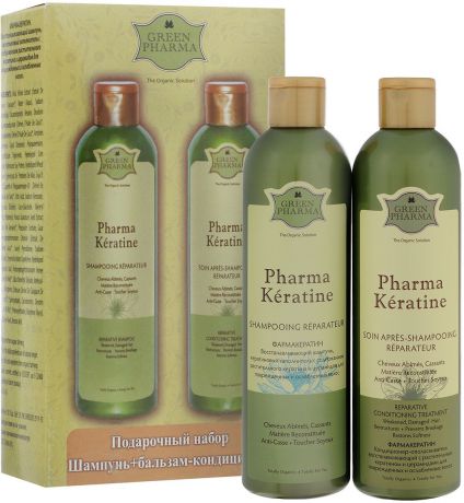Greenpharma Подарочный набор №1: шампунь "Pharma Keratine", кондиционер-ополаскиватель "Pharma Keratine", 2х300 мл