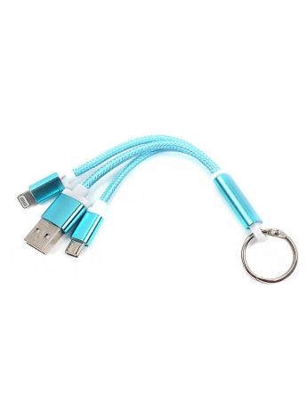 Кабель TipTop Универсальный кабель-брелок Lightning - USB, Micro USB_2, 4605180018423, голубой