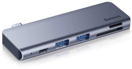 USB-концентратор Baseus Type-C to USB3.0x2/SD/TF/Type-C PD (CAHUB-K0G) для MacBook Pro, серый