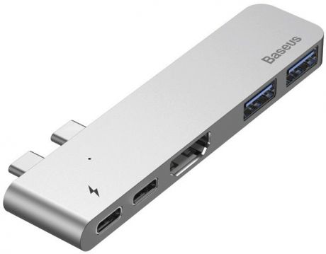 USB-концентратор Baseus Thunderbolt C+ Dual Type-C to USB3.0/HDMI/Type-C (CAHUB-B0G) для MacBook Pro 2016/2017, серый