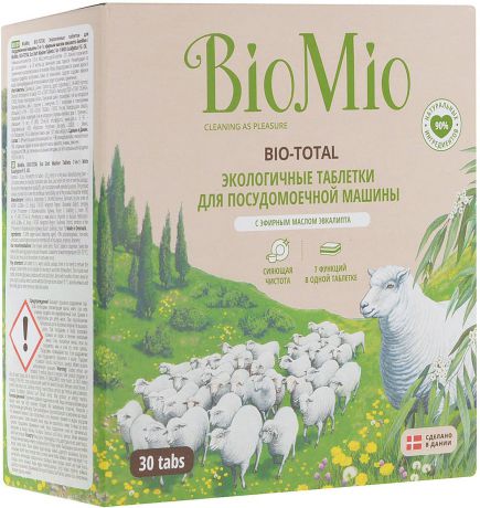 Таблетки для посудомоечной машины 7-в-1 "BioMio", с эфирным маслом эвкалипта, 30 шт