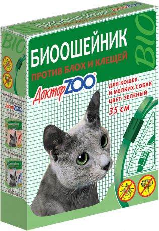 БИОошейник Доктор ZOO для кошек и мелких собак, от блох и клещей, зеленый, 35 см